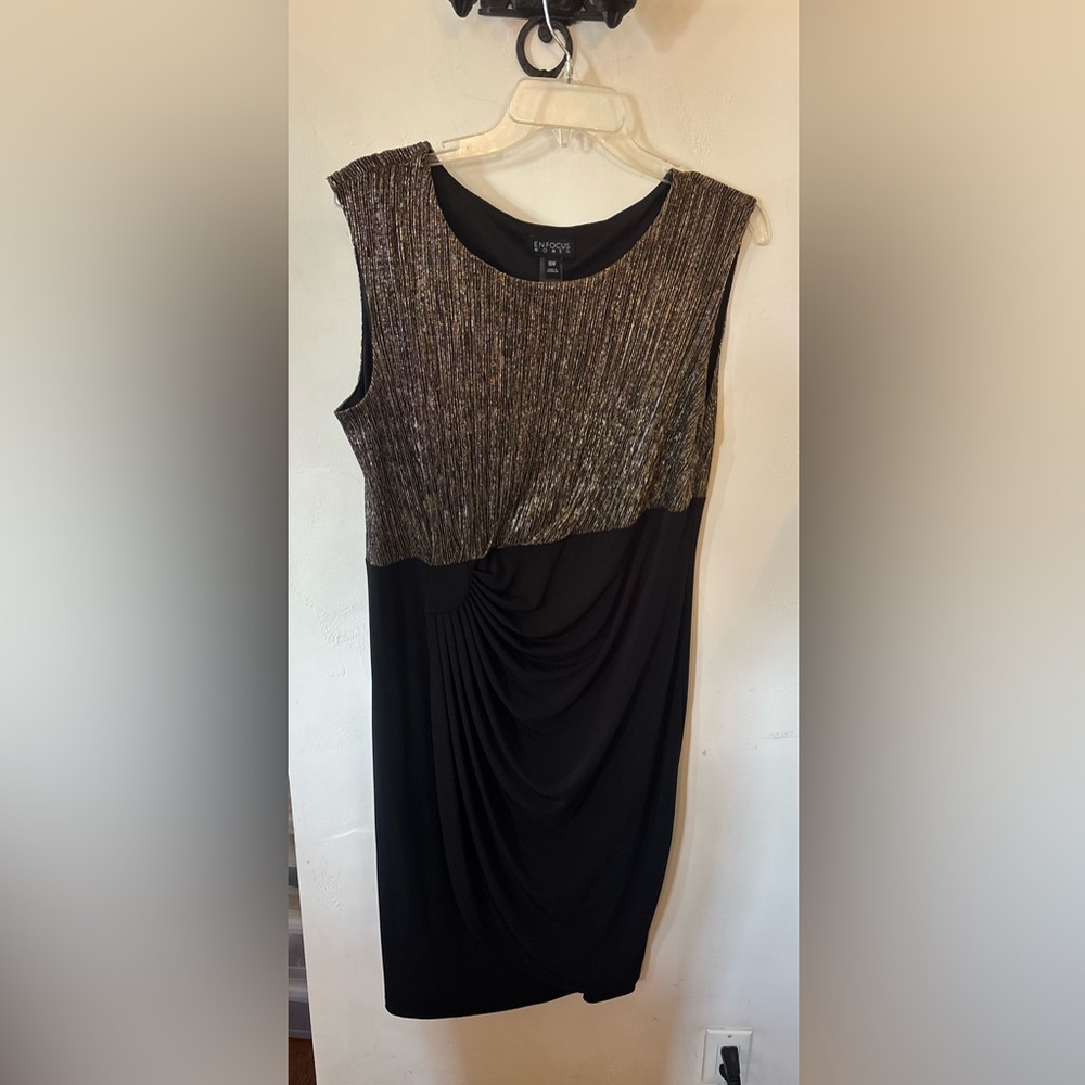 Enfocus Studio Black and Gold Midi Dress